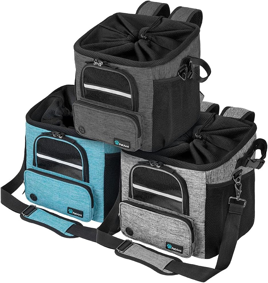 Dog Bike Basket, Soft-Sided Ventilated Dog Bike Carrier Backpack, Pet Bicycle Basket for Bike Handlebar, Small Medium Puppy Cat Kitten Car Booster Seat with Safety Strap, Max 18 Lbs, Blue